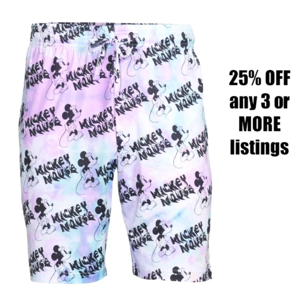 Mickey Mouse Size 2XL Loungewear Pajama Shorts Pockets Long Pastel Graphic Print